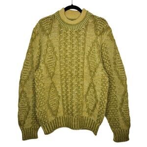 Vintage 70s Sears Kings Road Medium Crewneck Sweater Chunky Green Rare